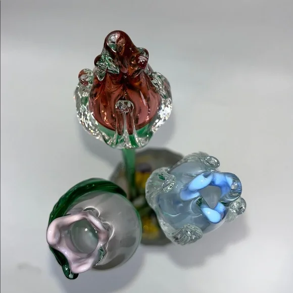 Mikasa Art Glass Hand Blown Murano Style ~ in Reddish/Blue/Lavender Tulip 🌷(3) - Picture 8 of 16